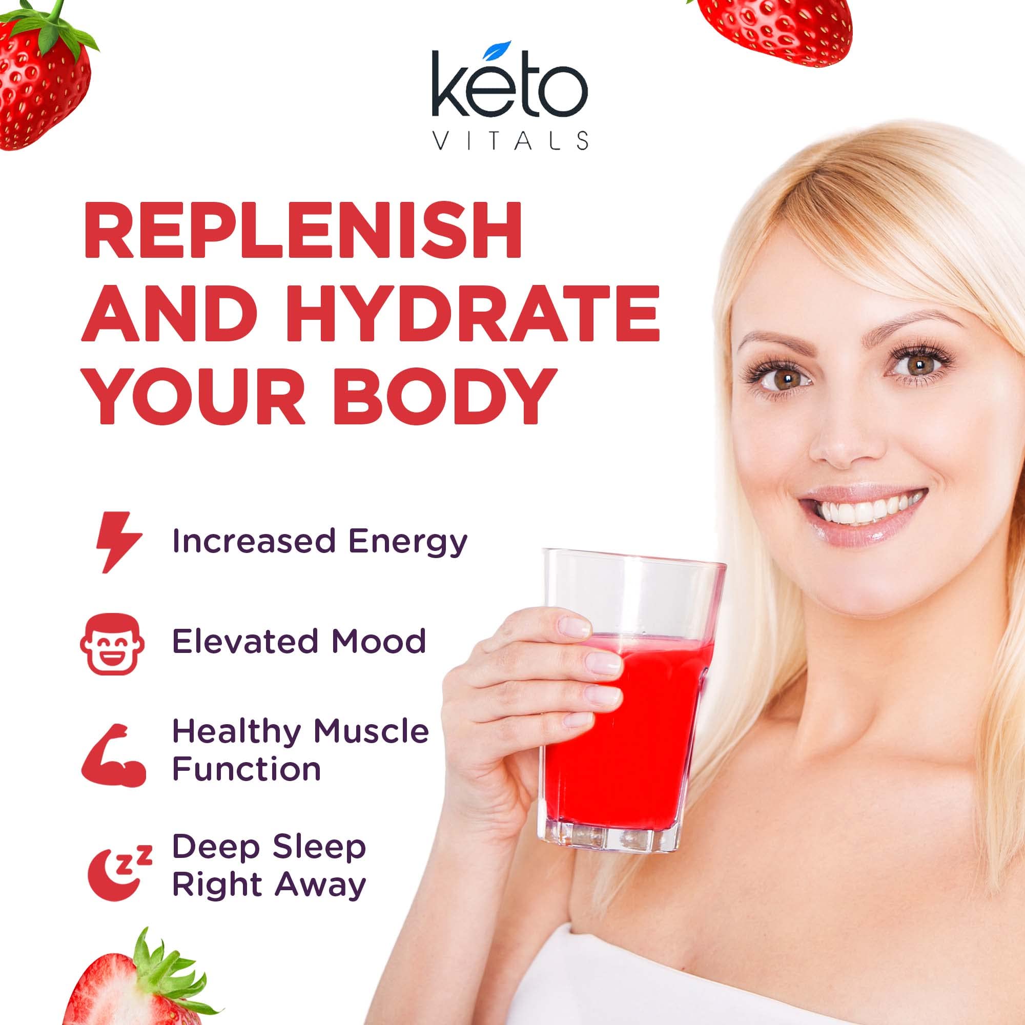 Keto Vitals electrolytes packaging box showcasing product, flavor variety, and sugar-free credentials.