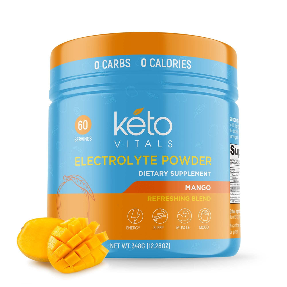 Keto Vitals Electrolytes powder tub front for keto hydration and balance