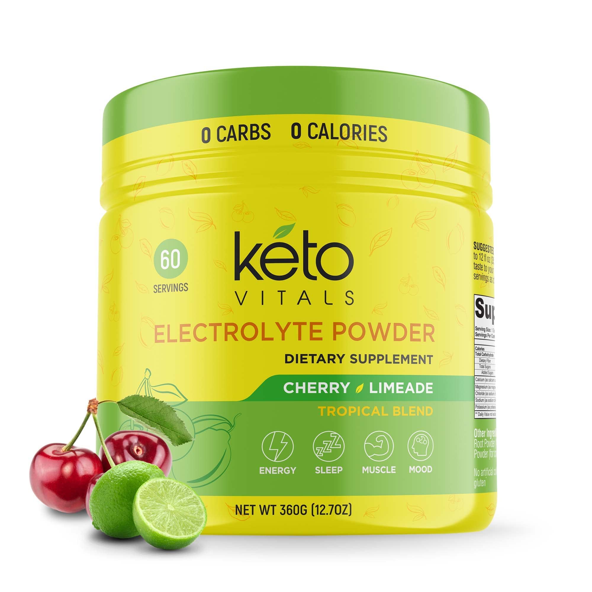Keto Vitals electrolytes powder in tub for keto hydration.