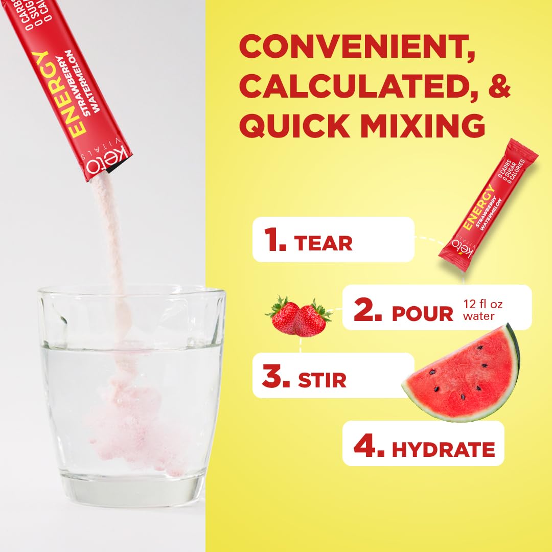 Glass of pink Keto Vitals drink after mixing powder
