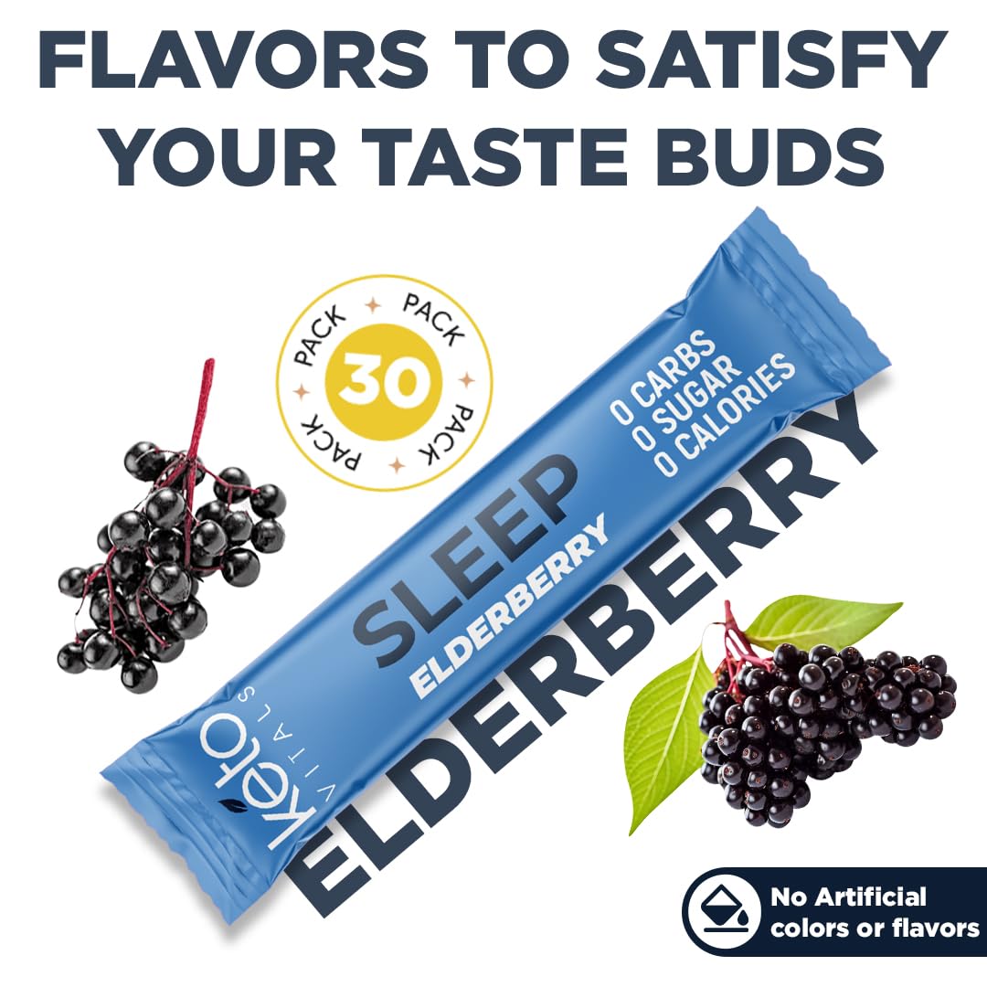 Keto Vitals Sleep Drink nutrition label highlights electrolytes and zero carbs.