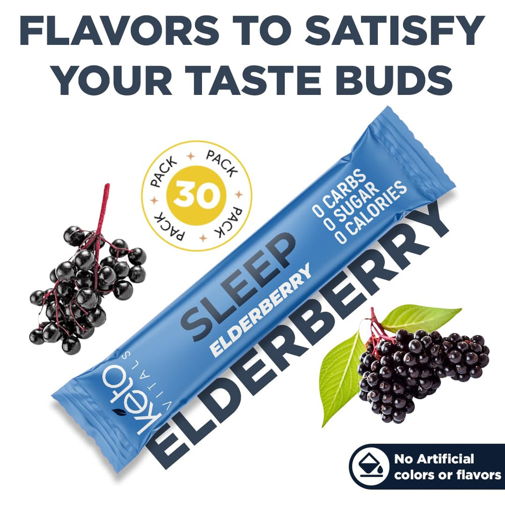 Keto Vitals Sleep Drink nutrition label highlights electrolytes and zero carbs.