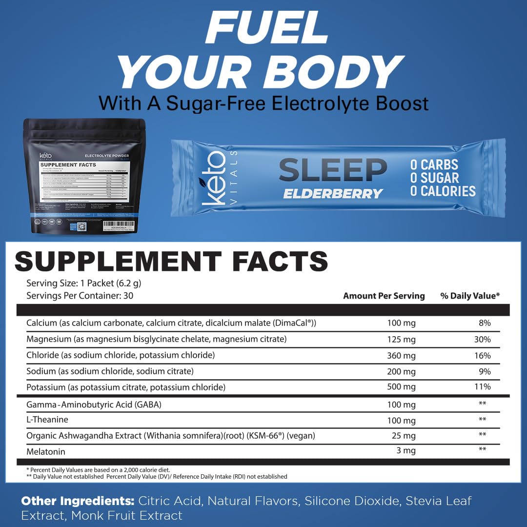 Keto Vitals Sleep Drink packet being poured into water shows quick mix.