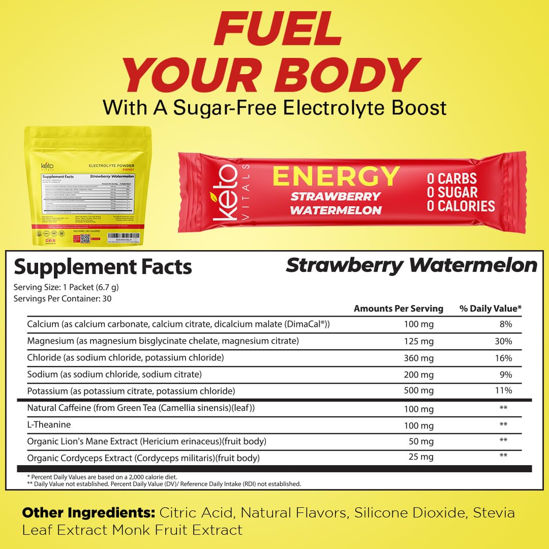 Strawberry watermelon flavored Keto Vitals drink ready to enjoy
