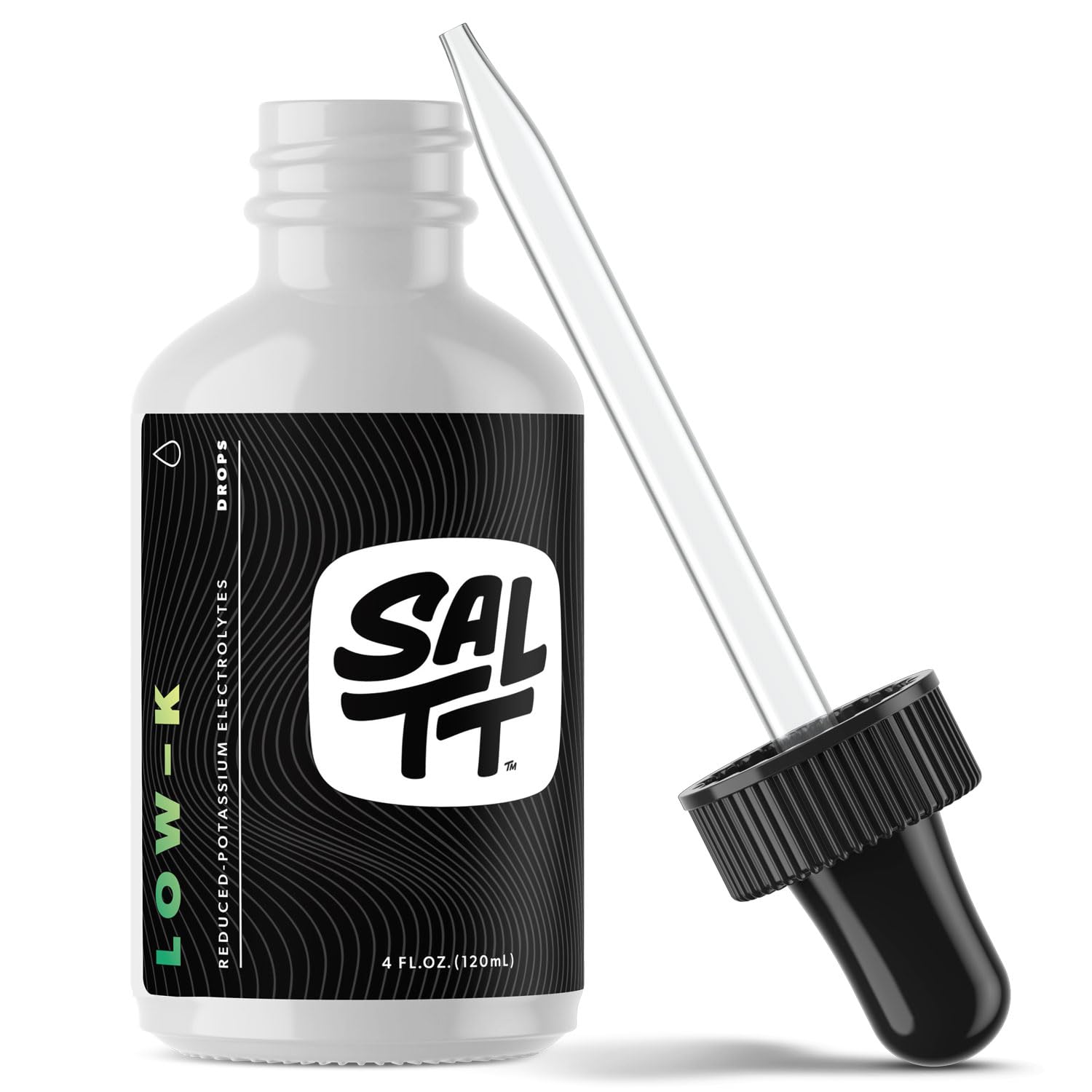 Keto Chow SALTT Low-K Drops bottle shows electrolyte blend for daily fasting support