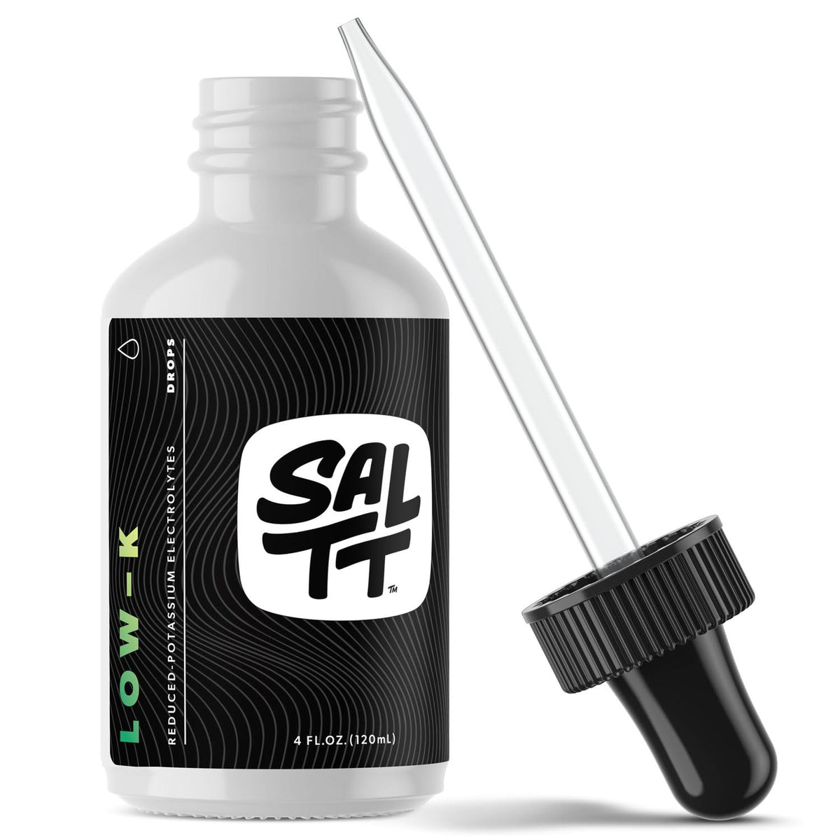 Keto Chow SALTT Low-K Drops bottle shows electrolyte blend for daily fasting support
