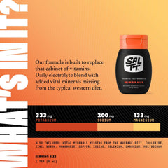 Keto Chow SALTT minerals bottle front shows zero sugar formula for clean electrolytes.