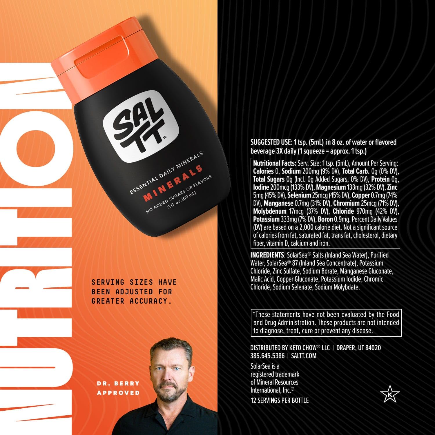 Keto Chow SALTT minerals sodium and potassium balance in a single sip.