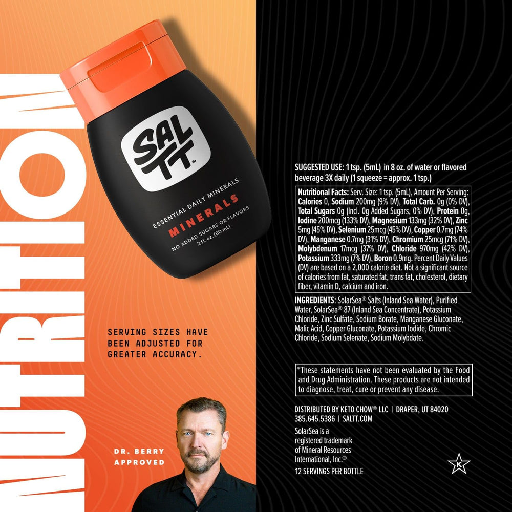 Keto Chow SALTT minerals sodium and potassium balance in a single sip.