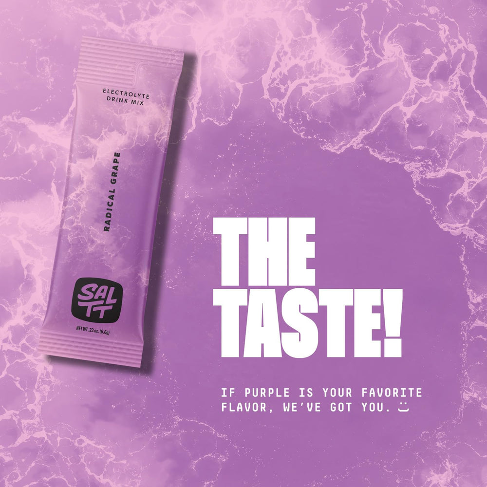 Close-up of Keto Chow SALTT Radical Grape minerals label.