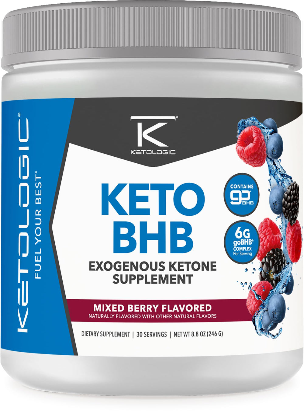 Ketologic BHB ketone supplement bottle for steady ketone support and daily performance.