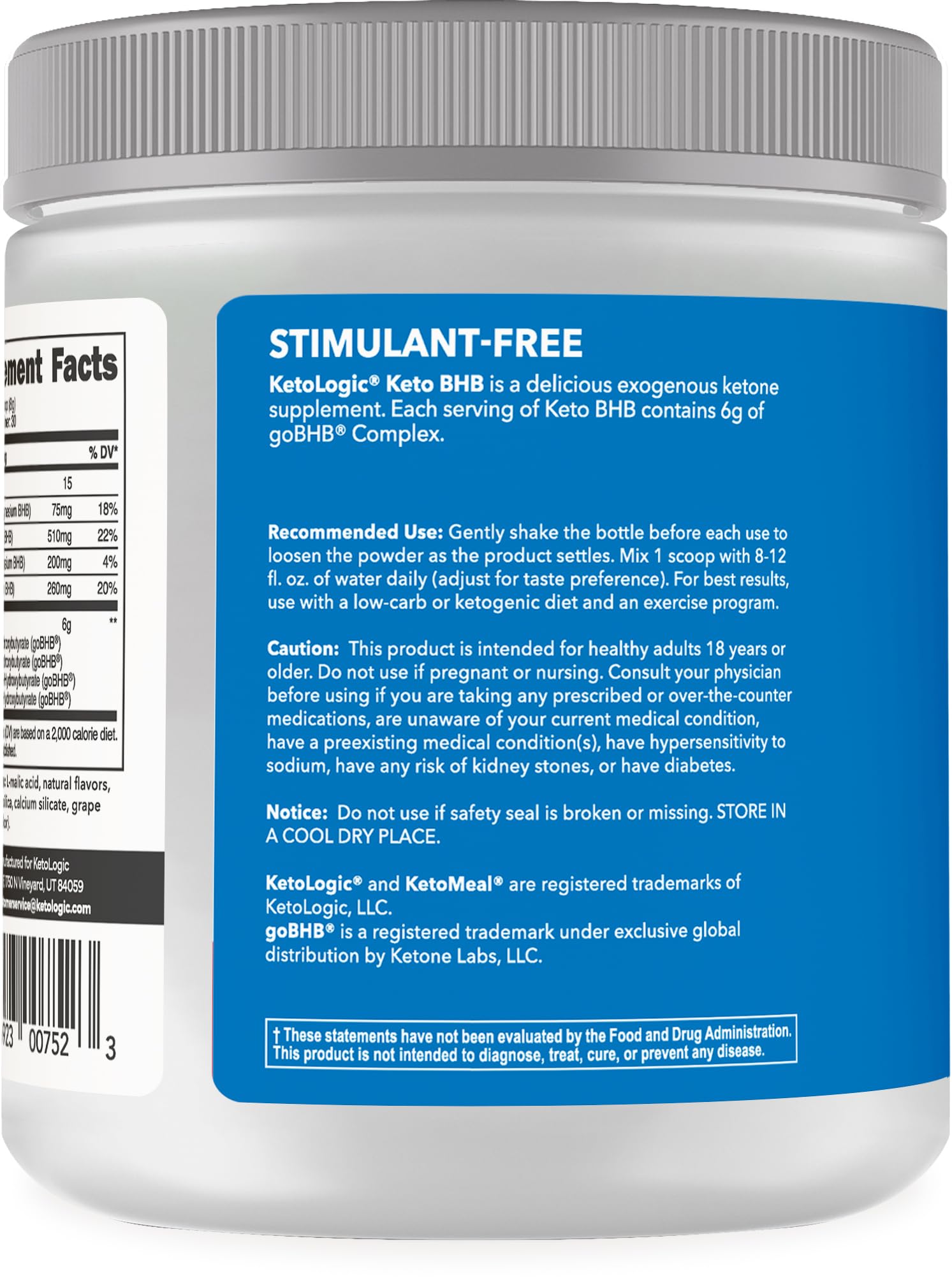 Ketologic BHB Mixed Berry packaging highlighting flavor options and serving size.