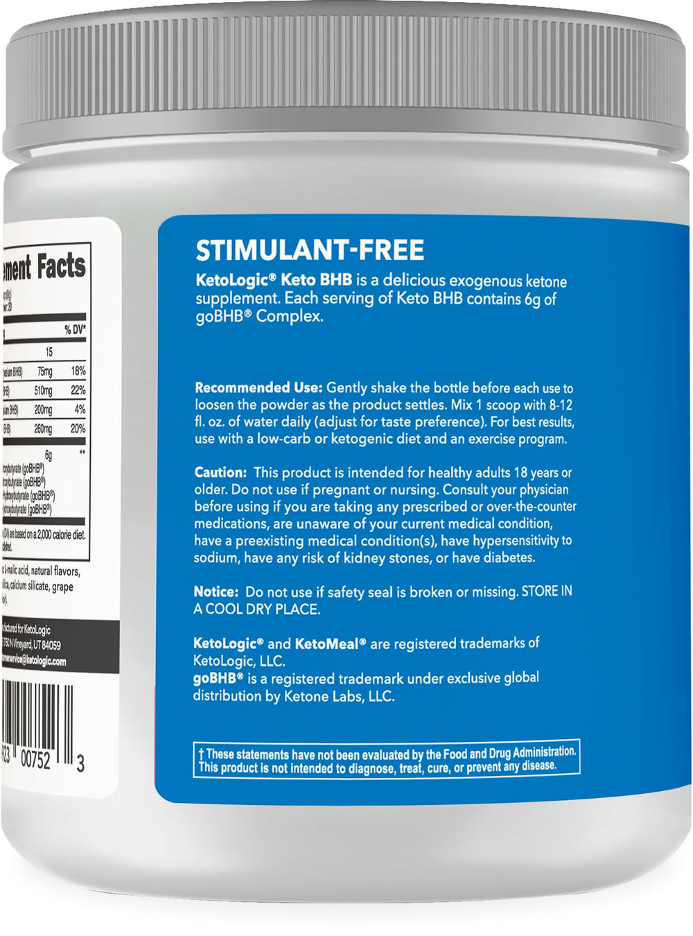 Ketologic BHB Mixed Berry packaging highlighting flavor options and serving size.