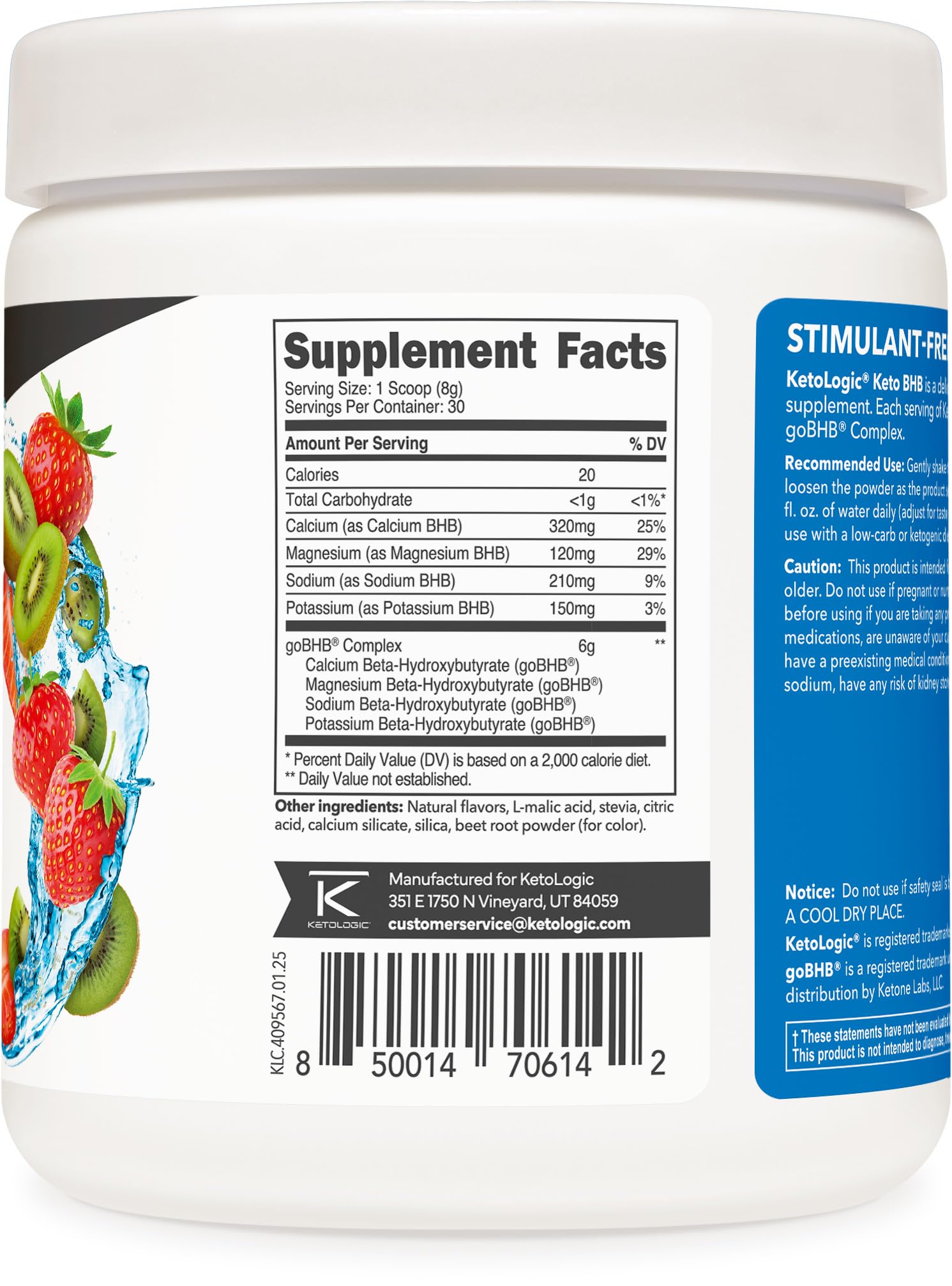 Ketologic Keto BHB bottle label closeup signals quality and GMP compliance.