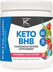 Ketologic Keto BHB Strawberry Kiwi bottle front for easy daily ketone support.