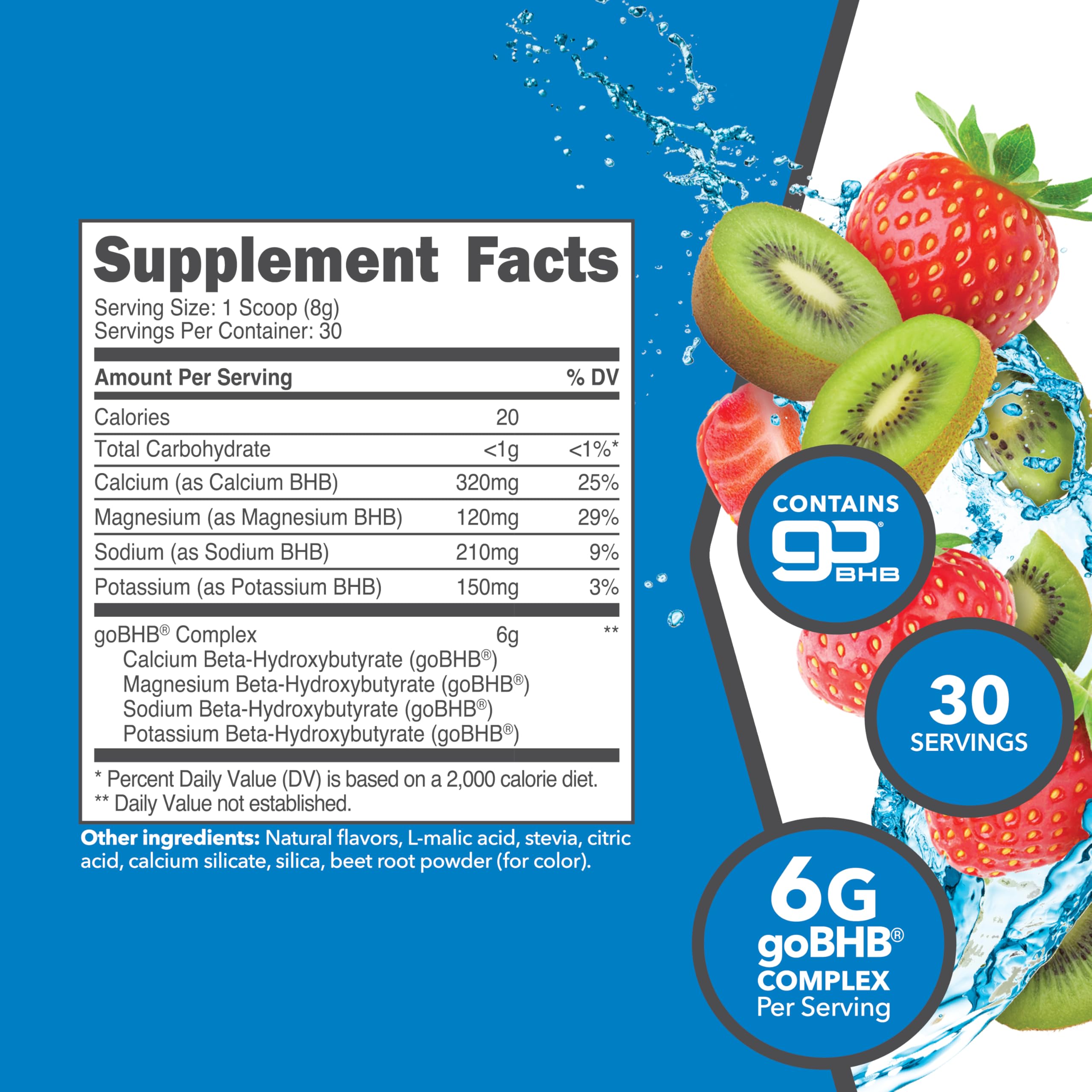 Ketologic Keto BHB Strawberry Kiwi bottle pour shows fast, mixable ketone supplementation.