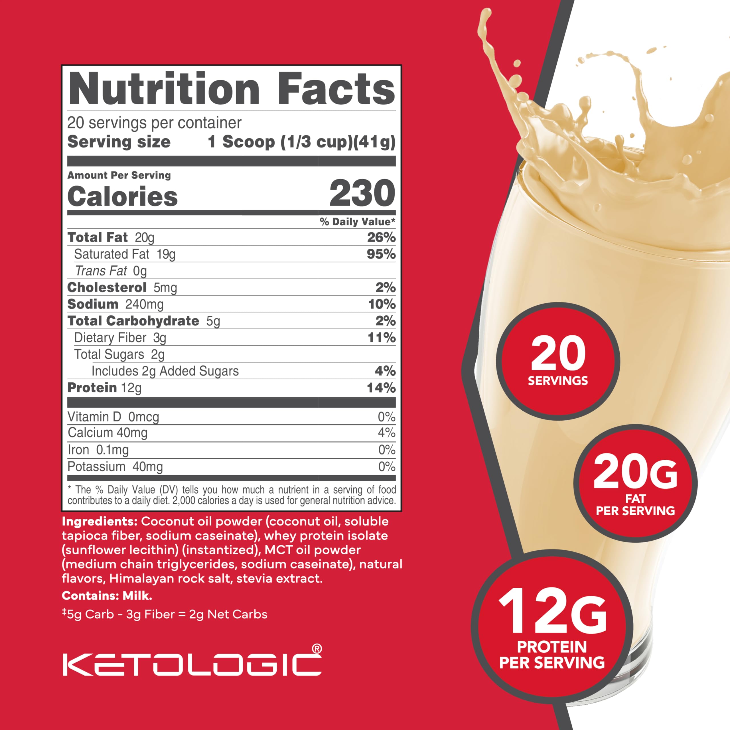 Ketologic KetoMeal with MCT oil for quick energy during workouts.