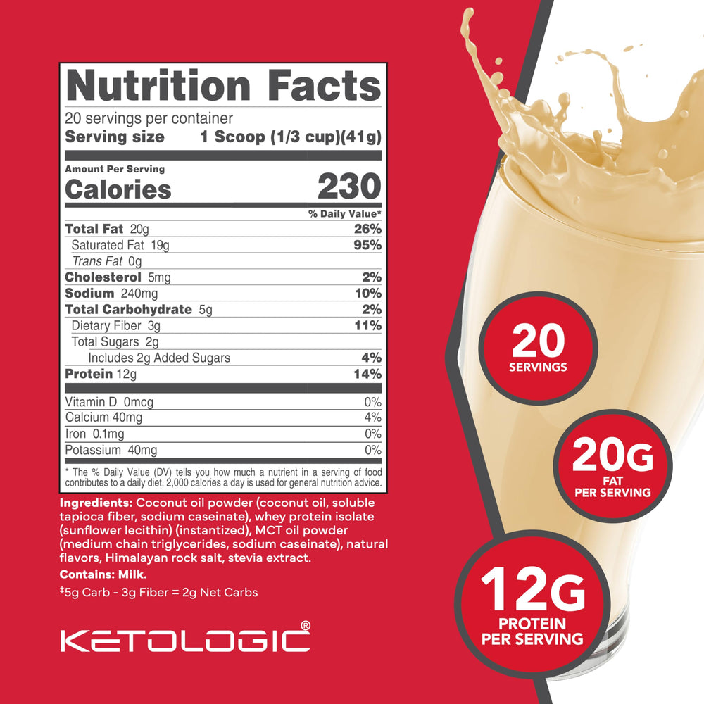 Ketologic KetoMeal with MCT oil for quick energy during workouts.