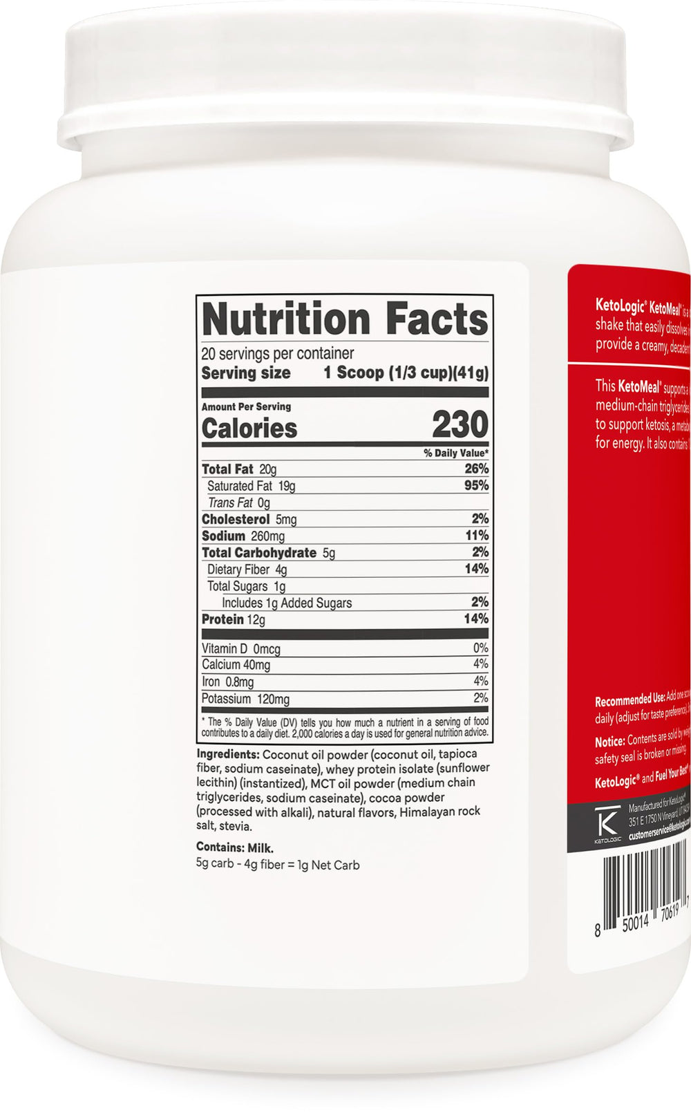 Ingredients image featuring MCT oil and grass-fed whey for keto nourishment.