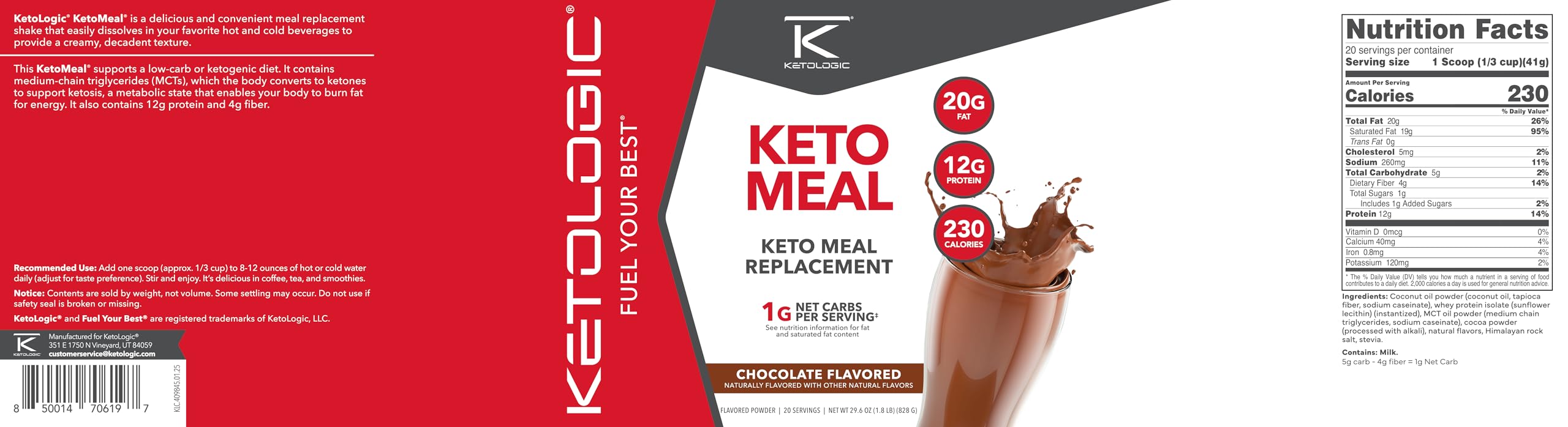 Made in USA Ketologic Ketomeal MRP packaging signals quality.
