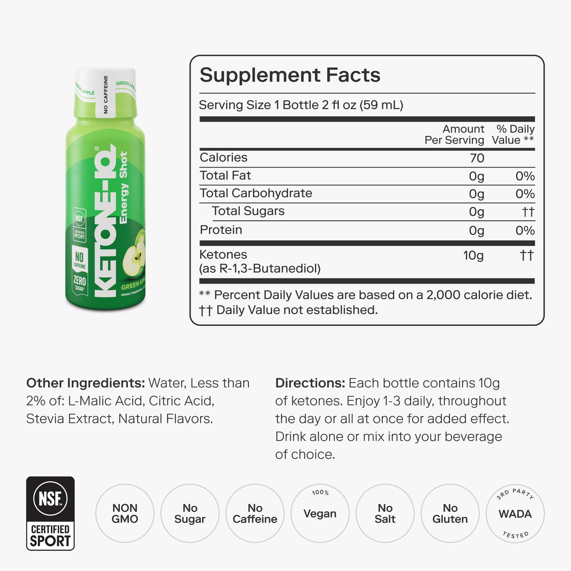 Ketone-IQ label close-up shows 10g ketones per serving.