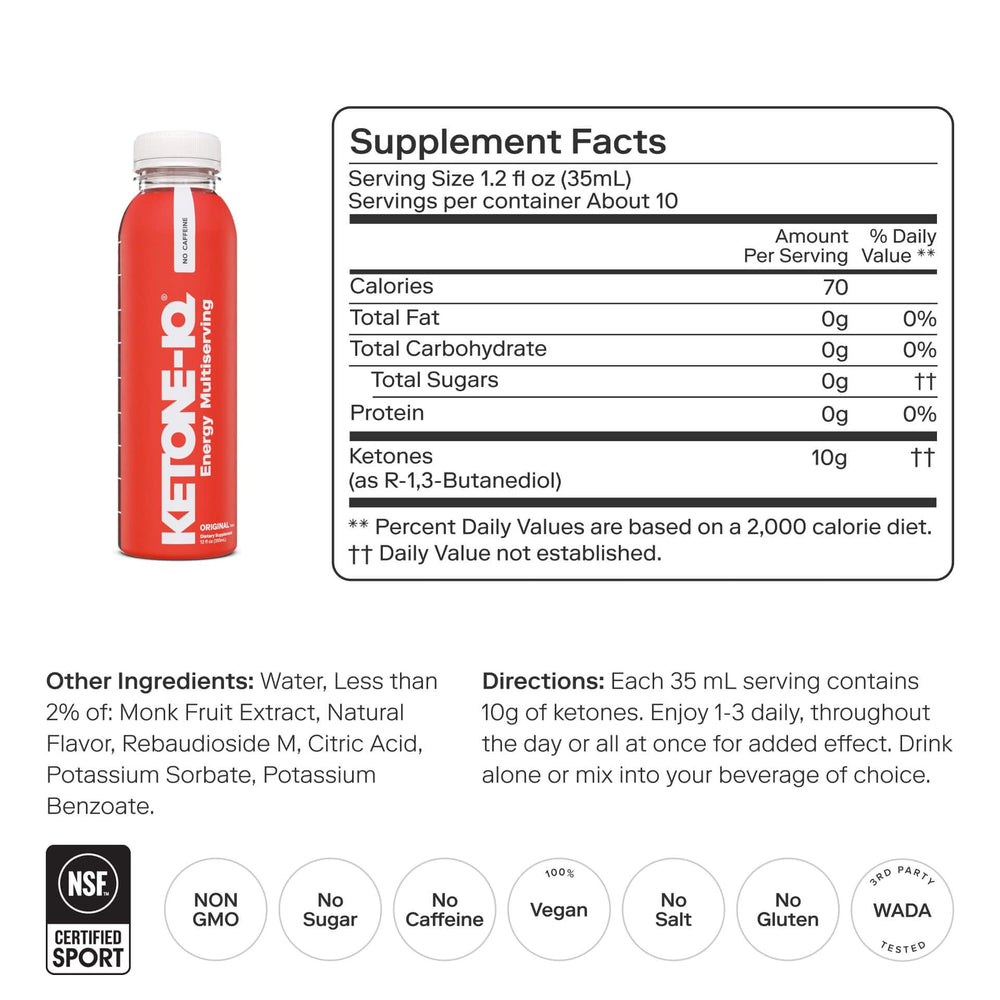 Ketone-IQ pour glass showing quick, clean energy sip for focus
