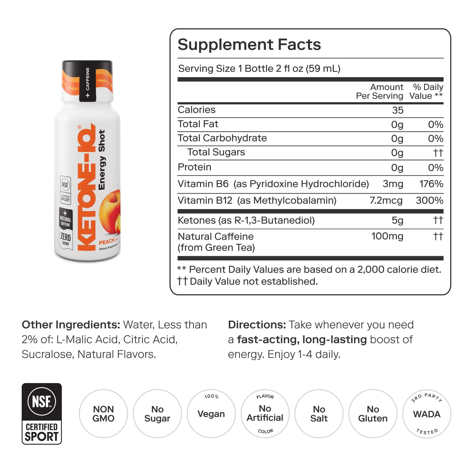 Ketone-IQ vitamin B6 and B12 boost label supports focus.