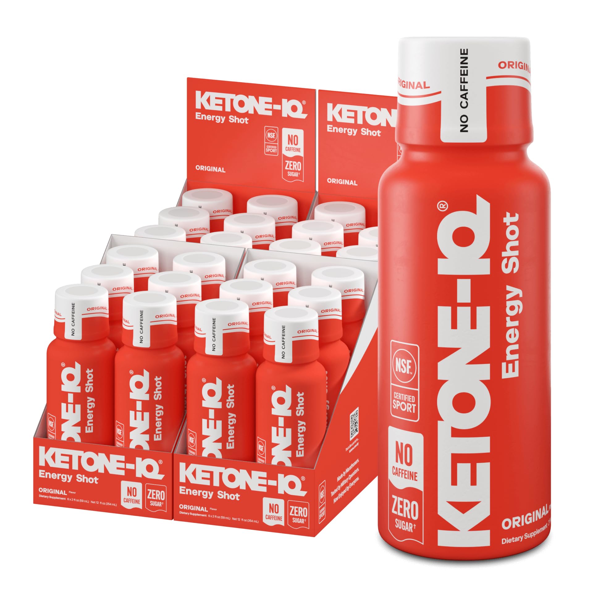 Ketone-IQ No Caffeine Shot bottle front showing clean energy option