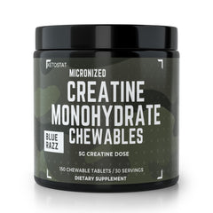 Ketostat Creatine Chews Sour Razz bottle closeup showing convenient 5g per chew