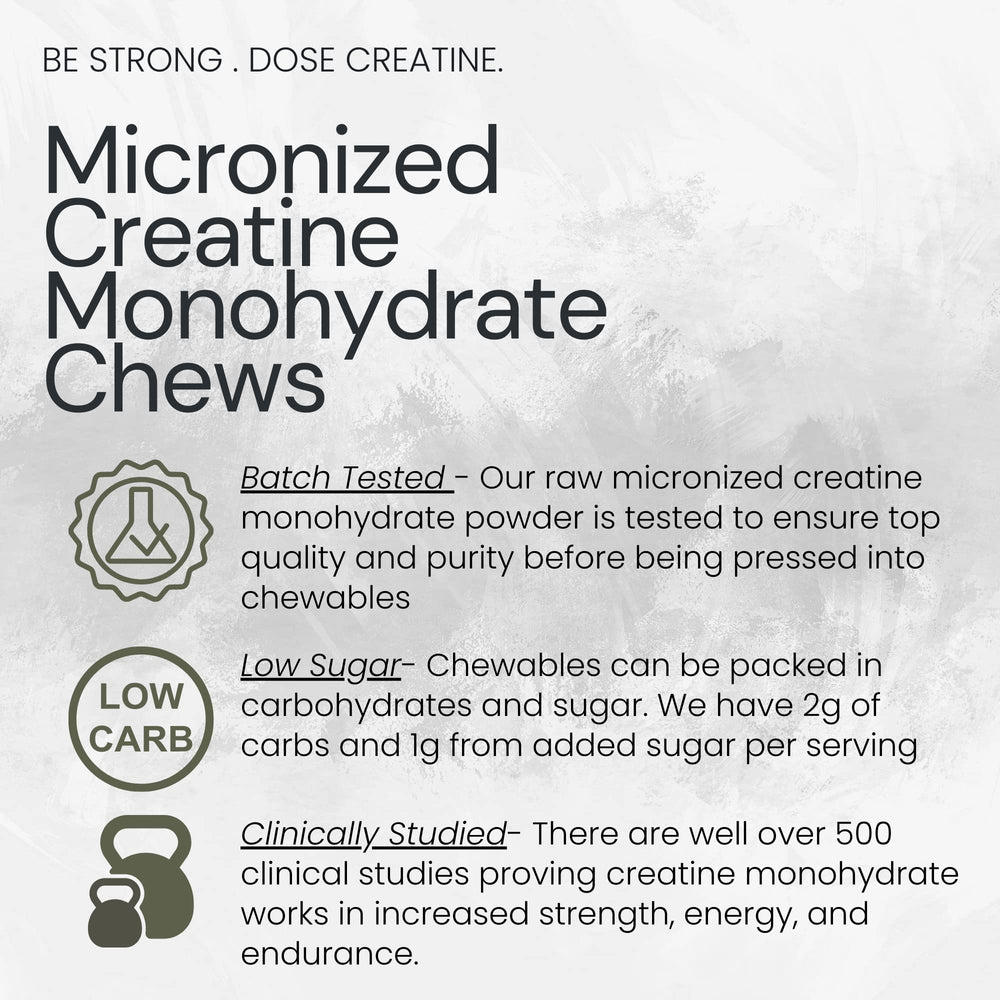 Nutrition label of Ketostat Creatine Chews with creatine monohydrate content