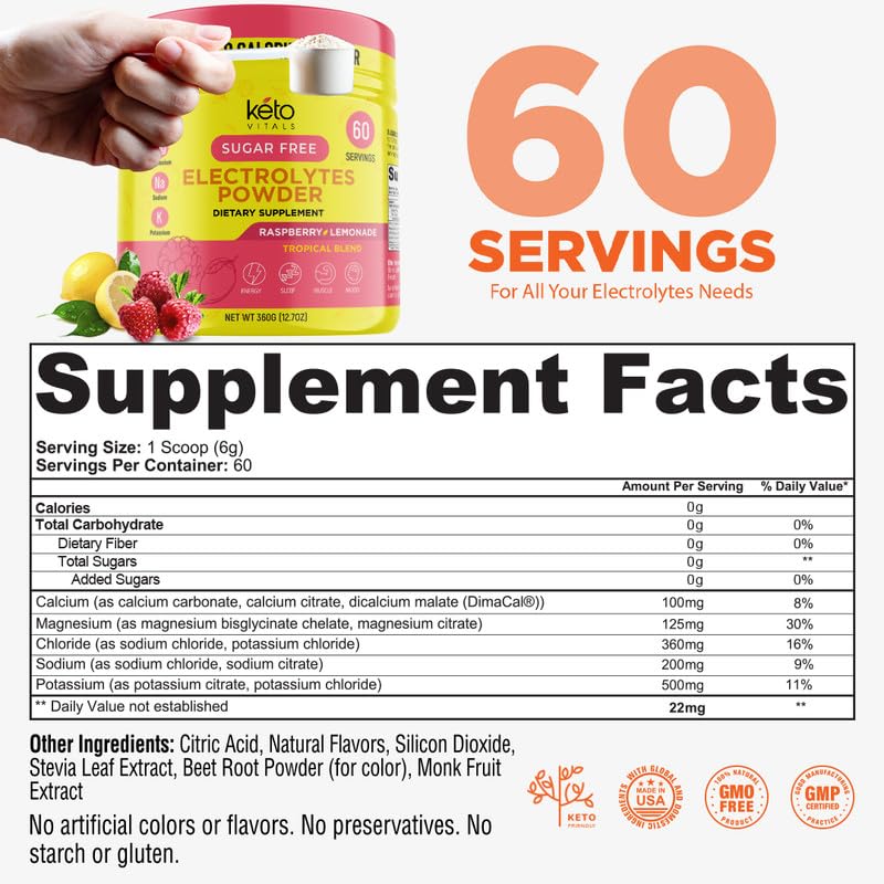Close-up of Keto Vitals Electrolytes powder texture and easy mixing.