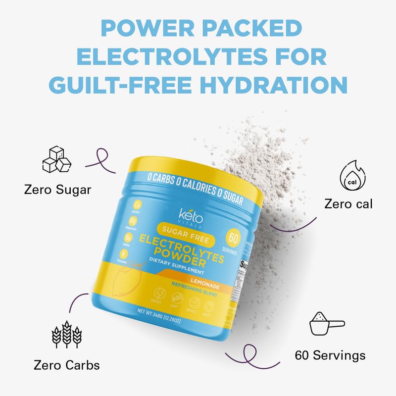 Keto Vitals electrolytes powder in glass hero scene ideal post-workout recovery.