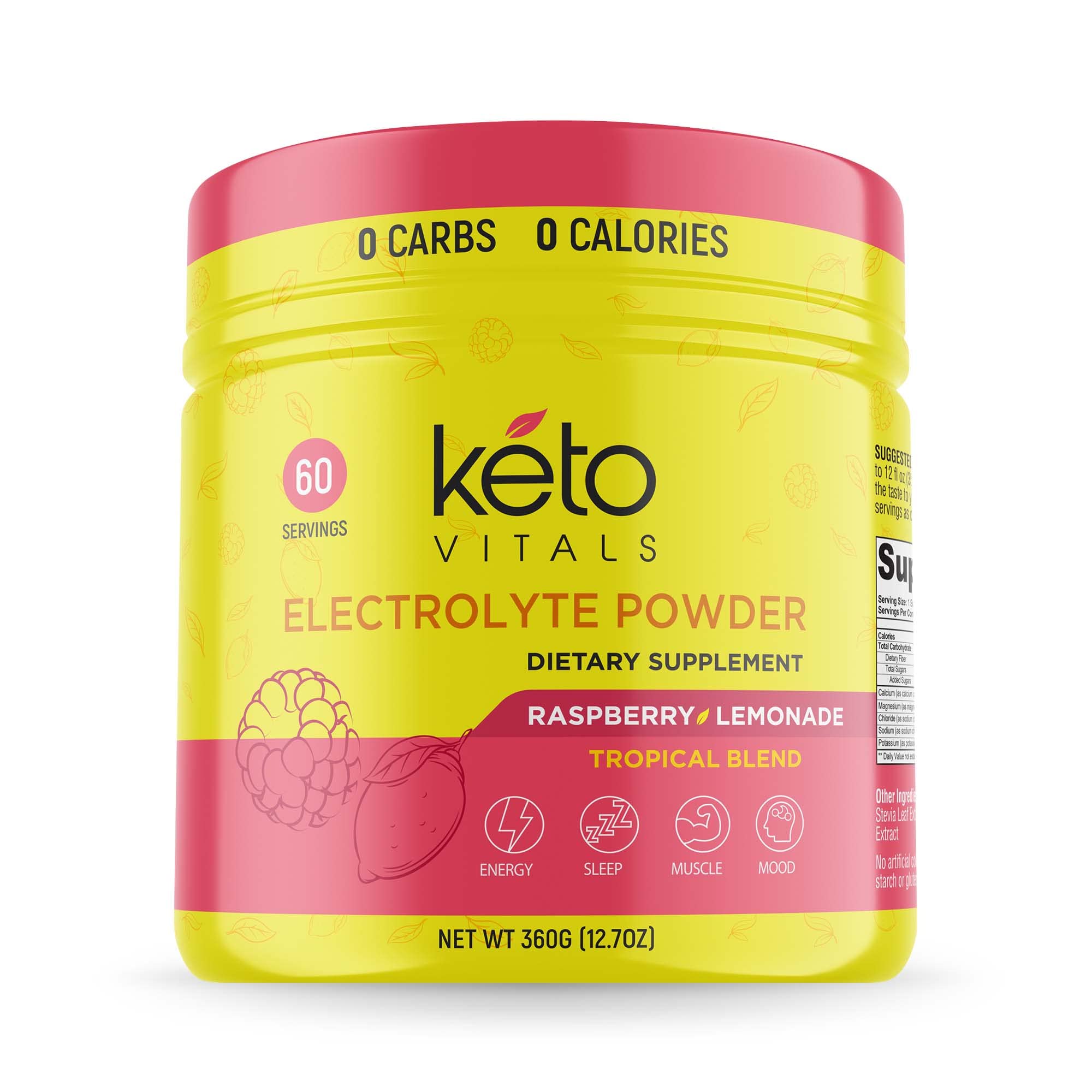 Keto Vitals Electrolytes Raspberry Lemonade quick-mix setup in a shaker.
