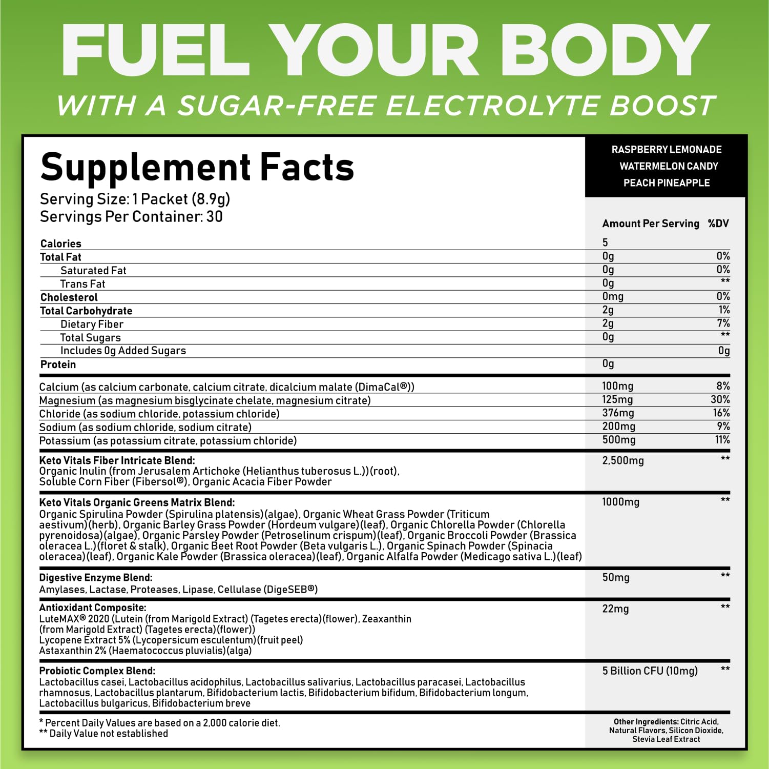 Ketovitals Keto Electrolytes + Greens raspberry-lemonade packet for on-the-go refreshment