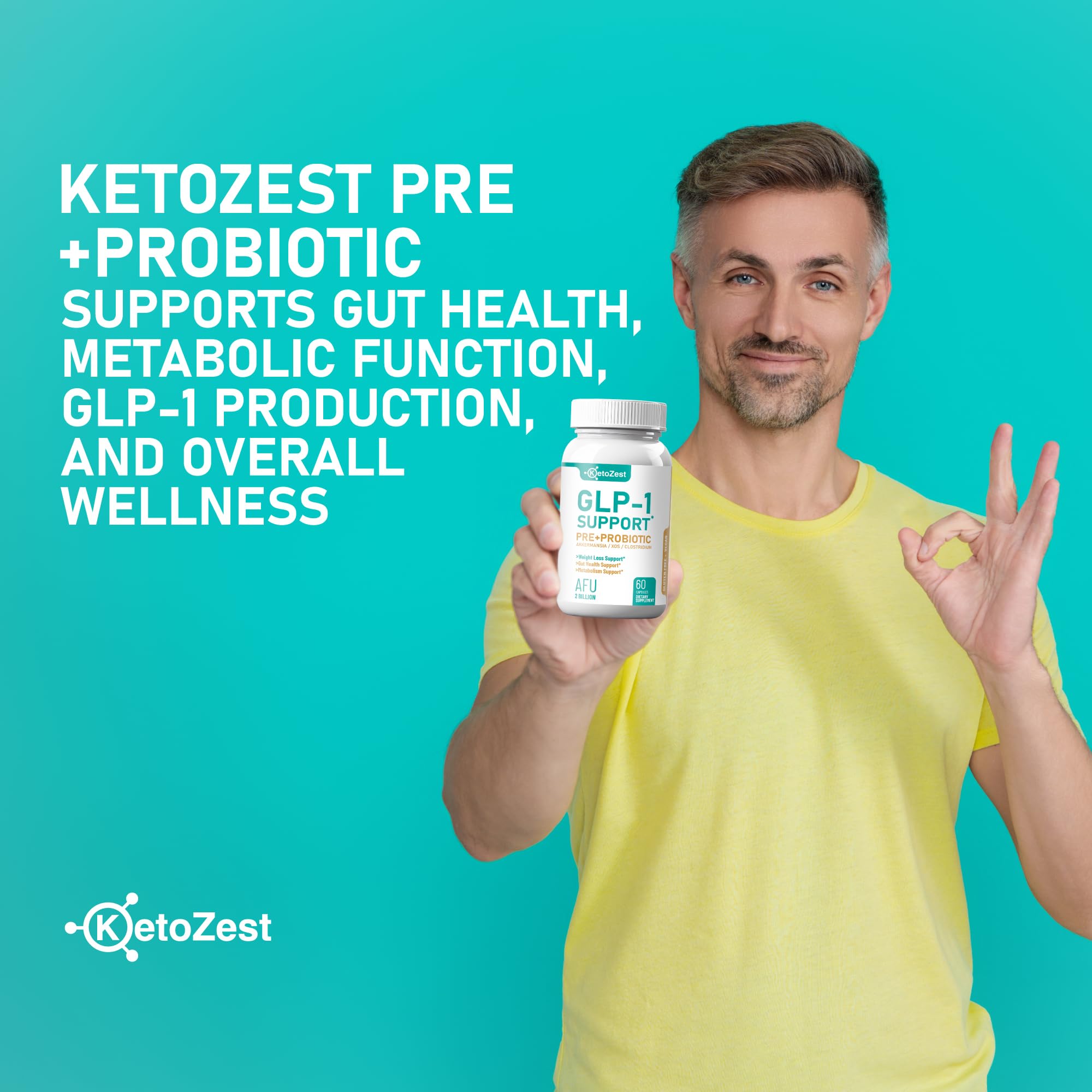 KetoZest GLP-1 Support bottle lifestyle scene suggesting daily digestive comfort.