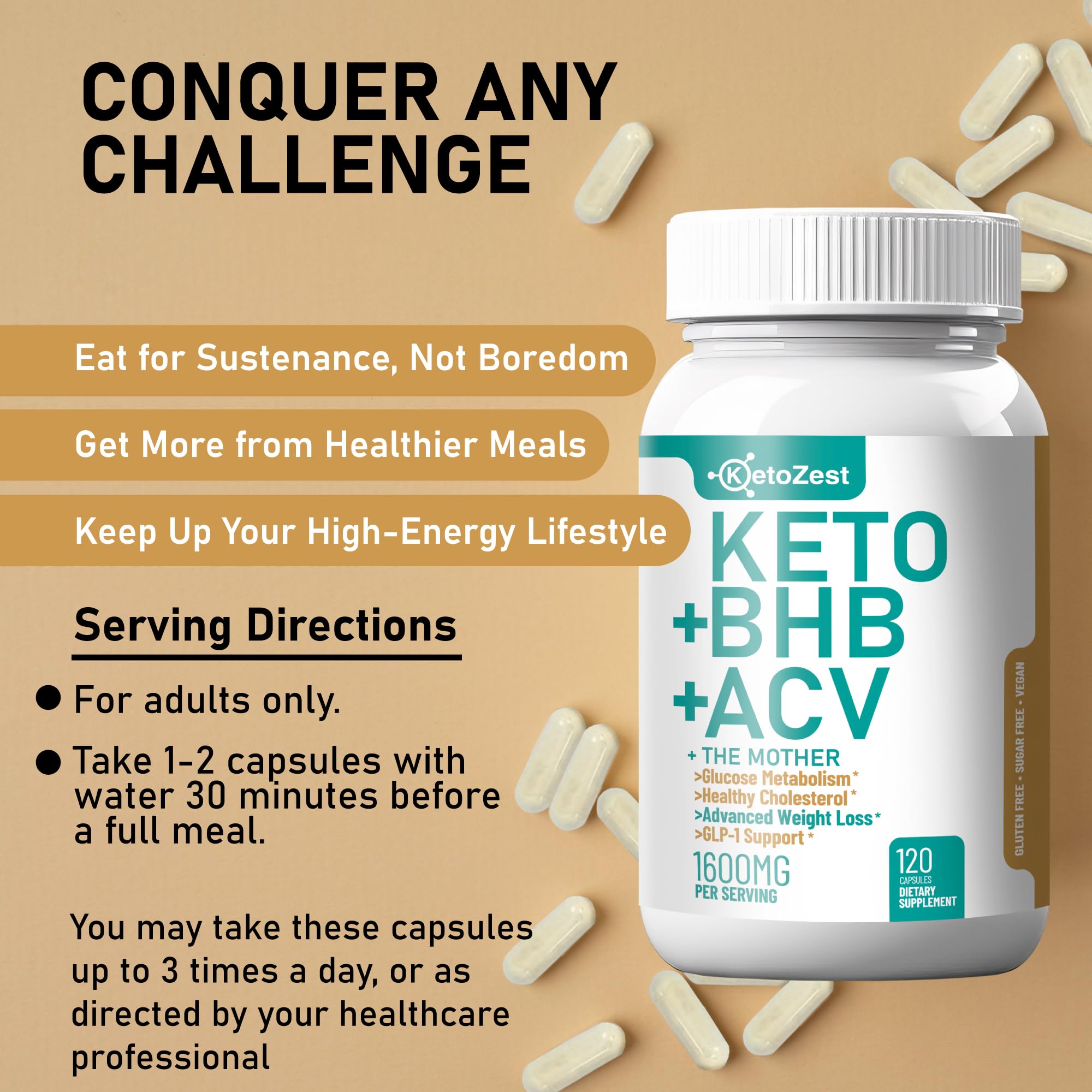 KetoZest box and bottle emphasize sugar-free, vegan benefits