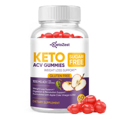 KetoZest Keto ACV Gummies bottle front, sugar-free weight support option.