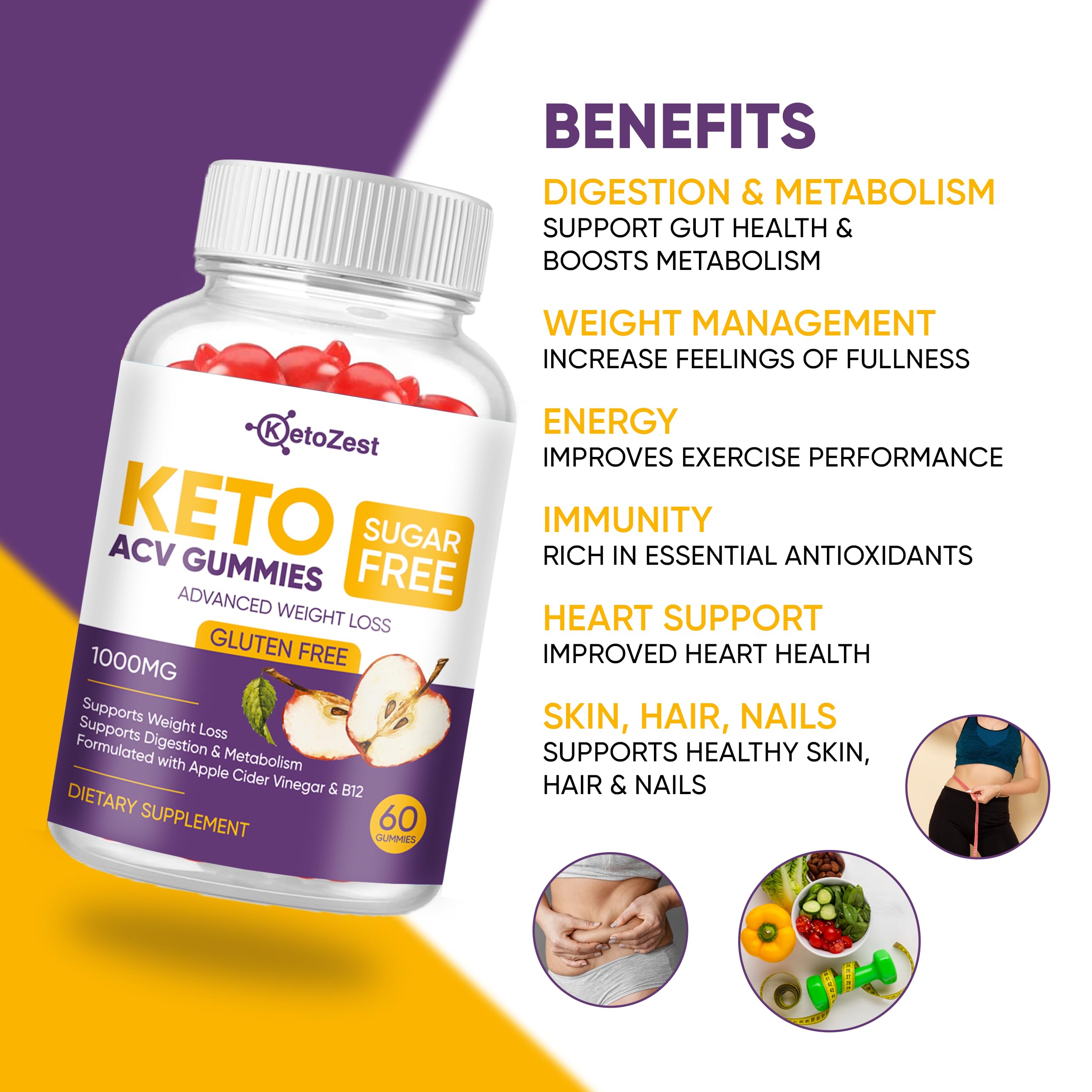 Pouring KetoZest gummies from the bottle signals a convenient on-the-go weight support snack.