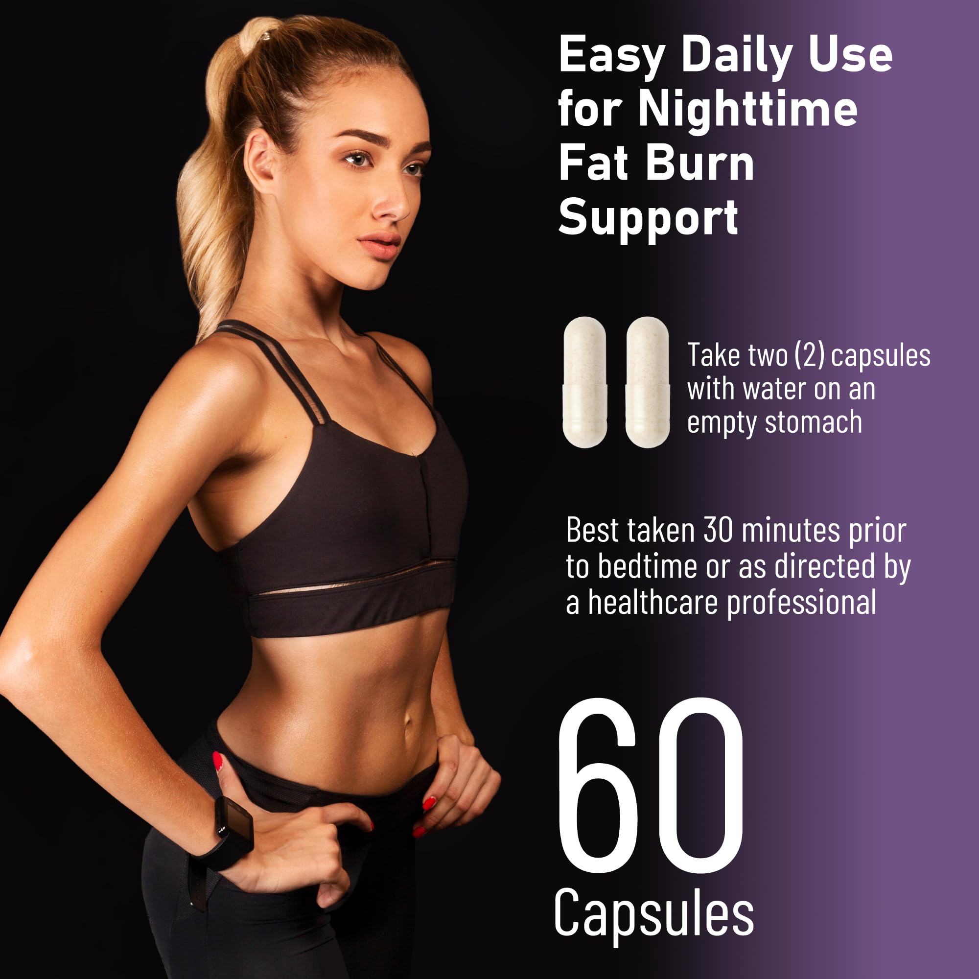 KetoZest Nighttime Fat Burner blend infographic highlights L-Arginine and L-Carnitine for metabolic balance.