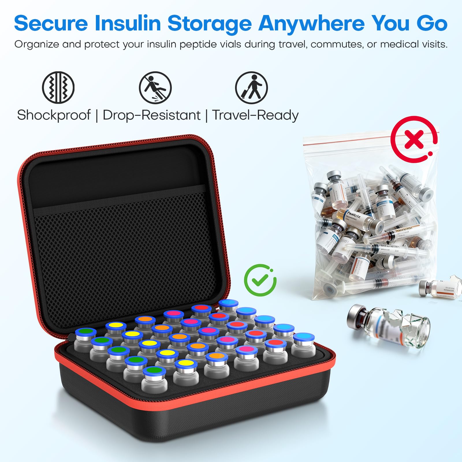 Open KEXWAXX case with vials shows easy access and organized labeling.