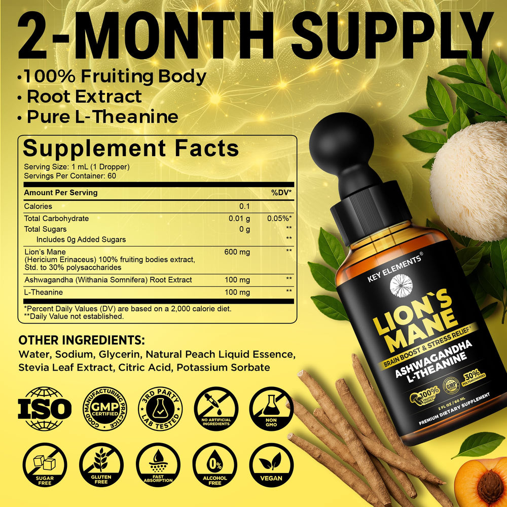 Key Elements Clean formula featuring fruiting body mushroom.