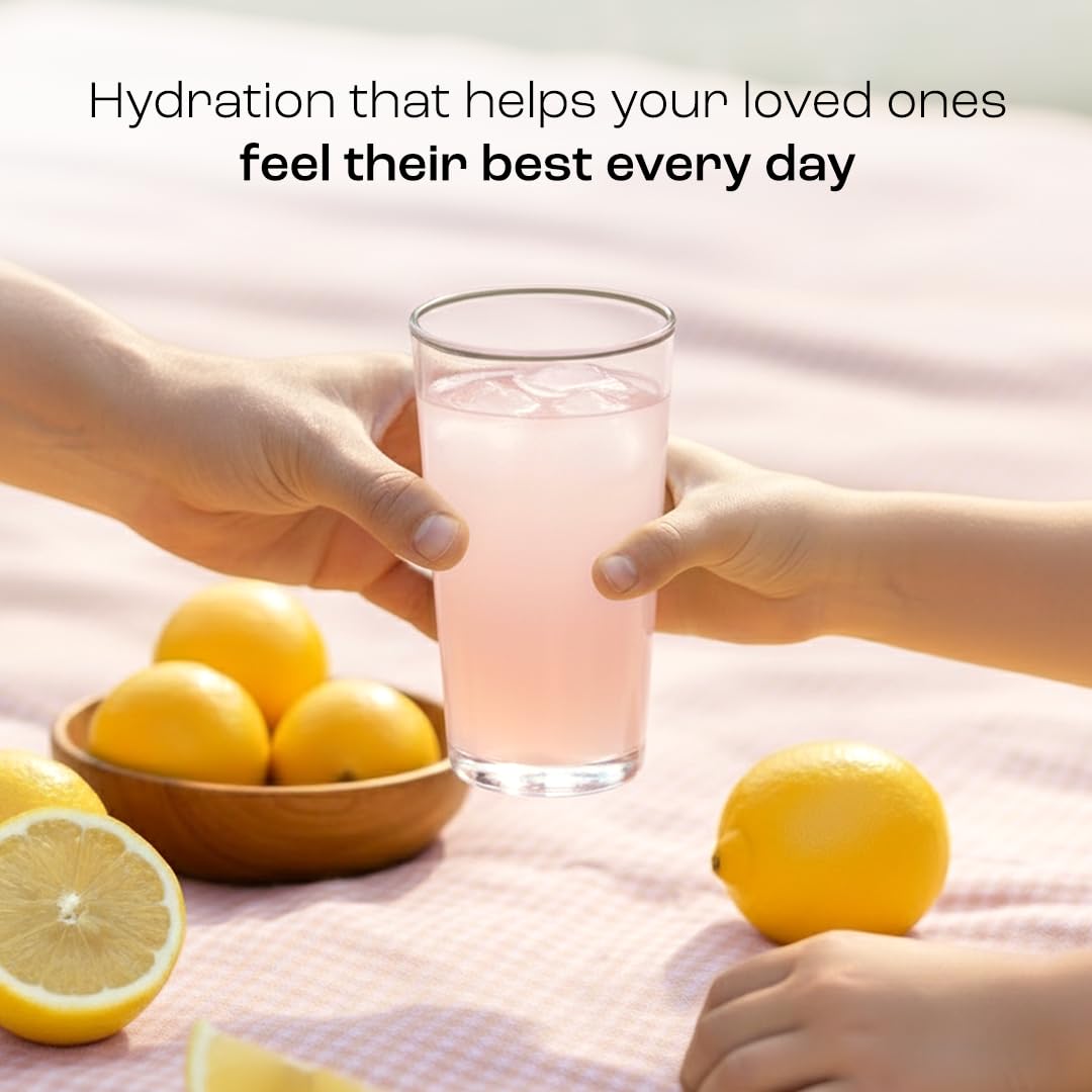 KEY NUTRIENTS athlete-ready hydration setup with pink lemonade powder.