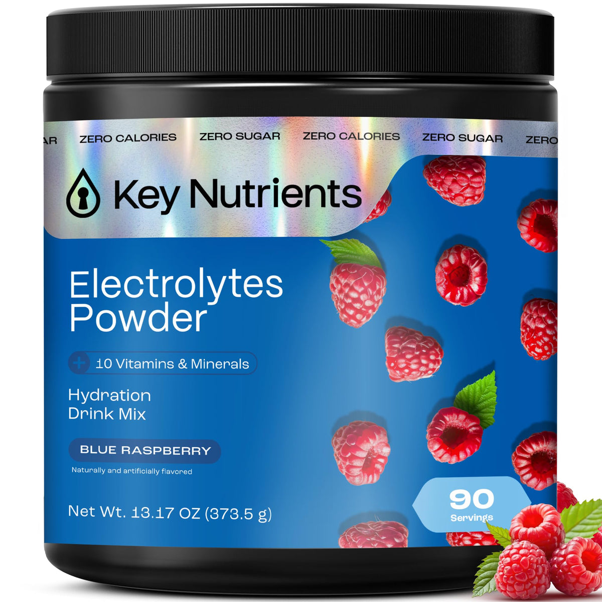 KEY NUTRIENTS blue raspberry electrolyte bottle for workout hydration