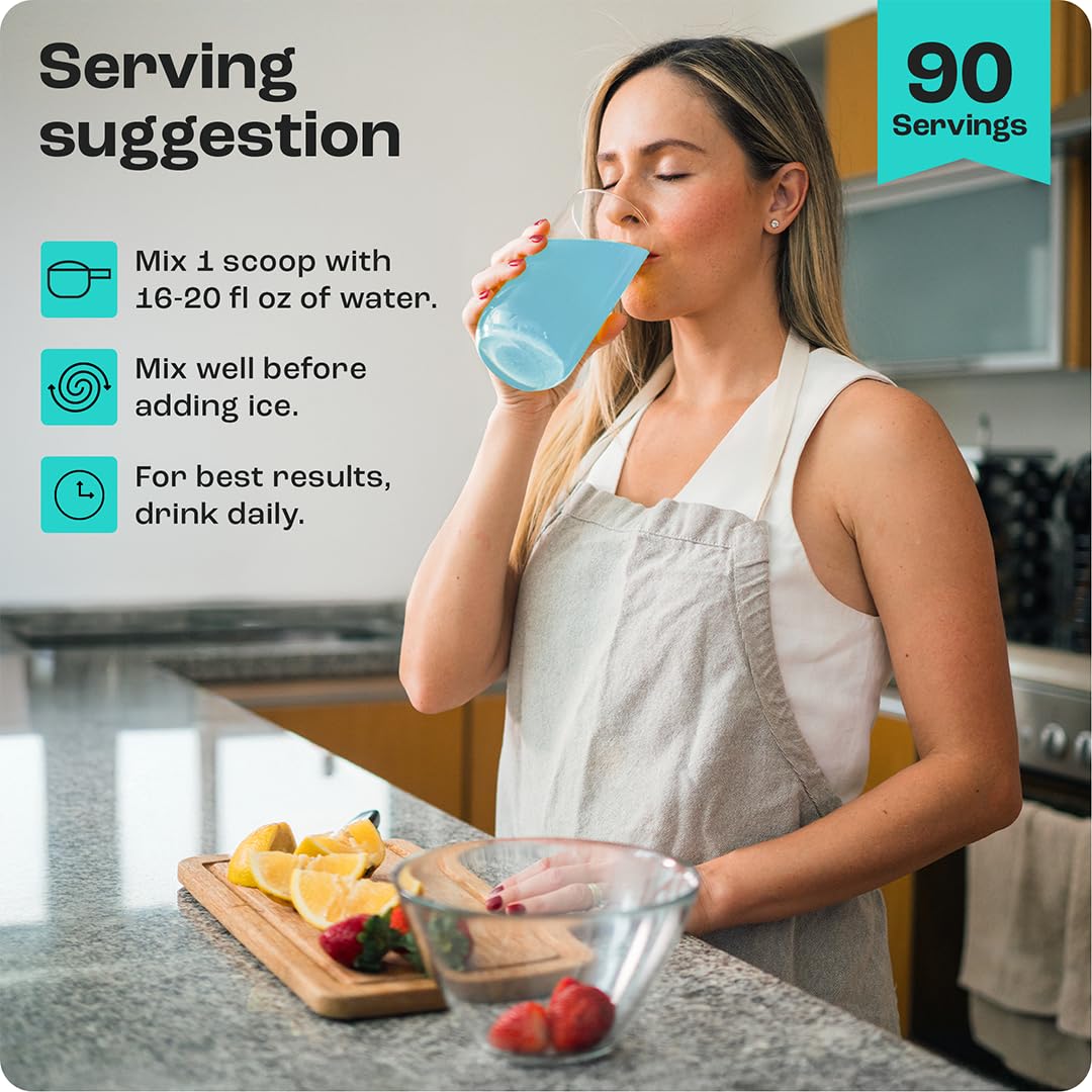 KEY NUTRIENTS blue raspberry mixing action in a cup