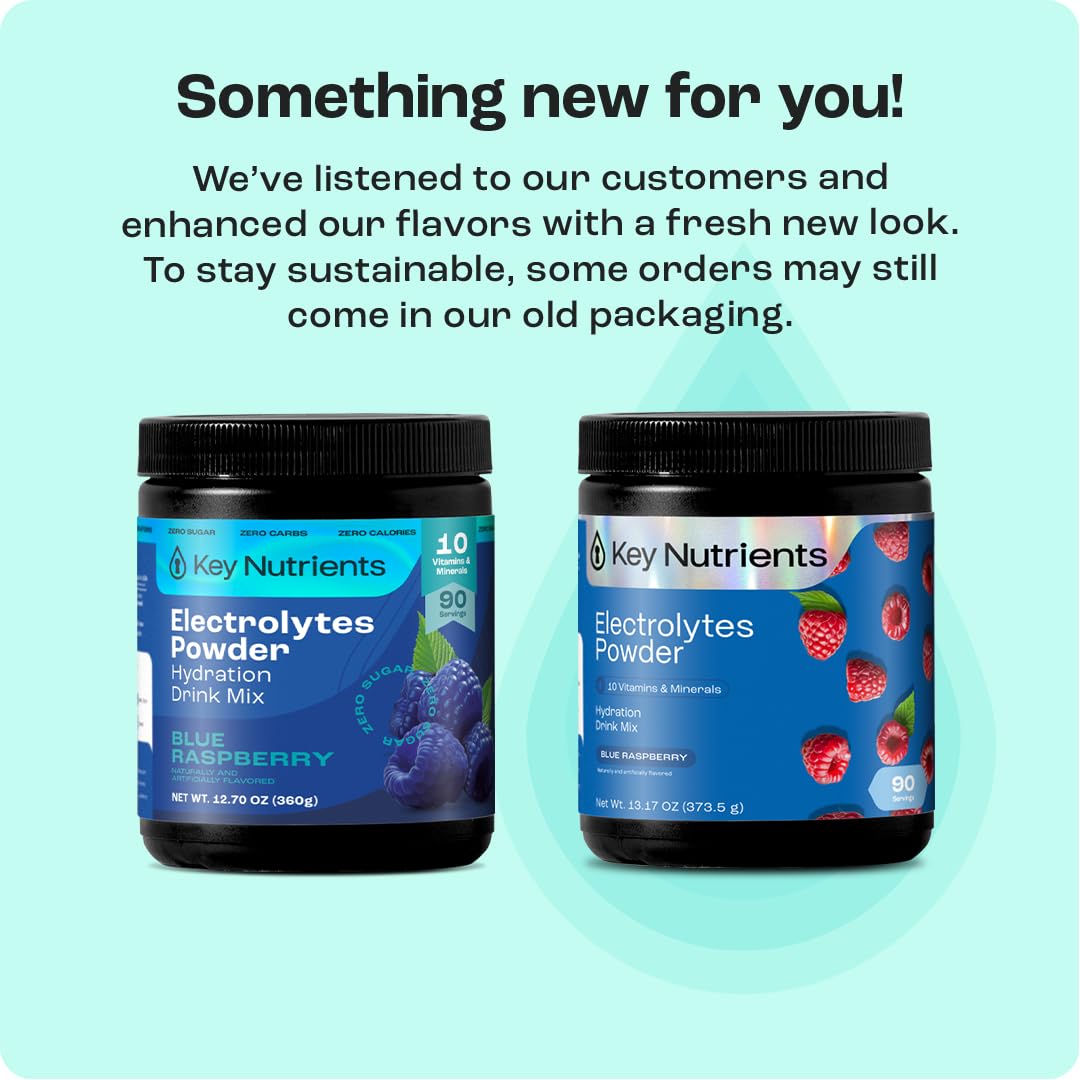 KEY NUTRIENTS blue raspberry electrolyte scoop for quick on-the-go hydration