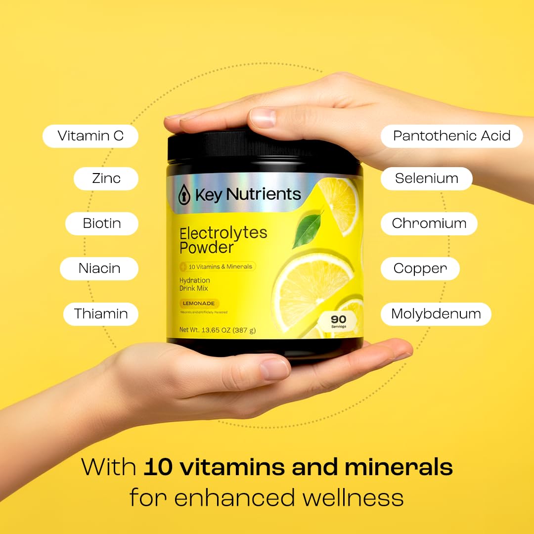 KEY NUTRIENTS powder dissolving in water demonstrates easy mixing anytime