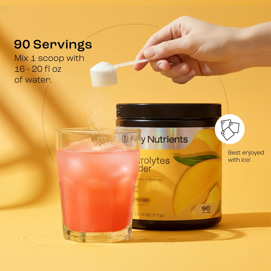 KEY NUTRIENTS powder easily mixes into cold water for quick hydration.