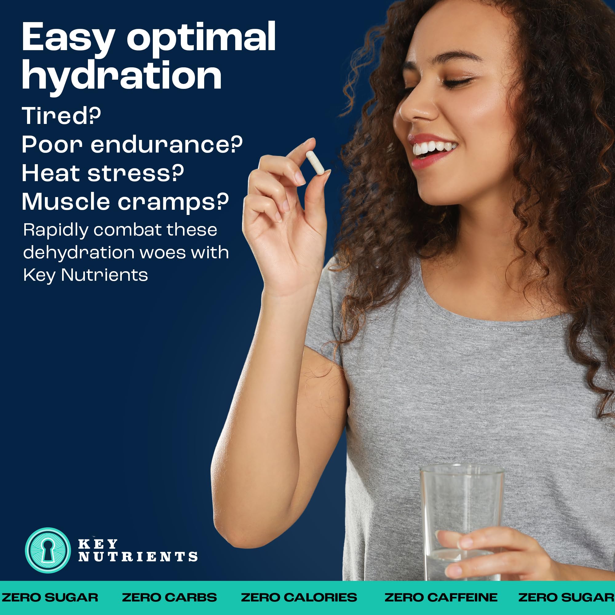 Closeup of Key Nutrients Electrolyte Tablets capsules for mineral replenishment
