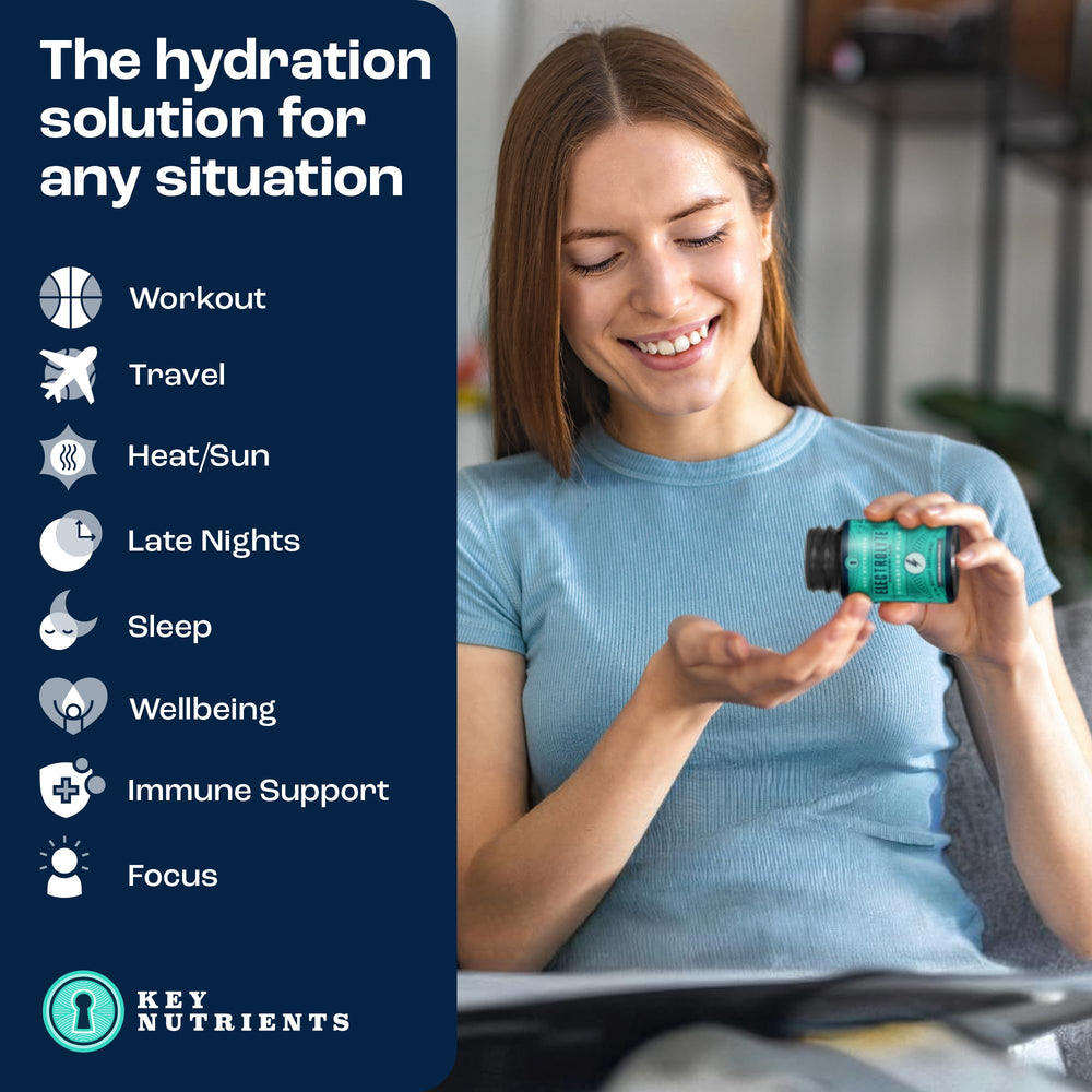 Detail of Key Nutrients Electrolyte Tablets label showing ingredients