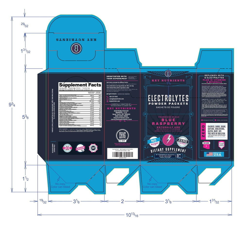 Key Nutrients blue raspberry packet ideal for cold-water hydration